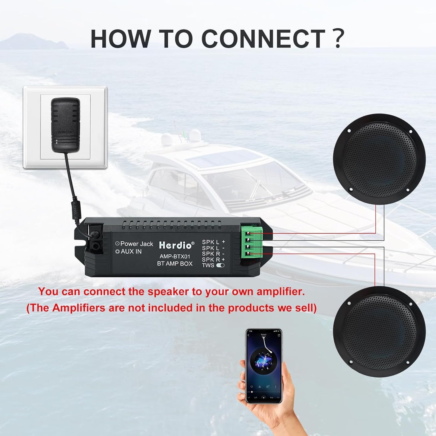 Herdio 4'' 160W 2PCS Waterproof Ceiling Speaker, Surround Sound Speaker For Kitchen Bathroom Yacht Outdoor Boat Home