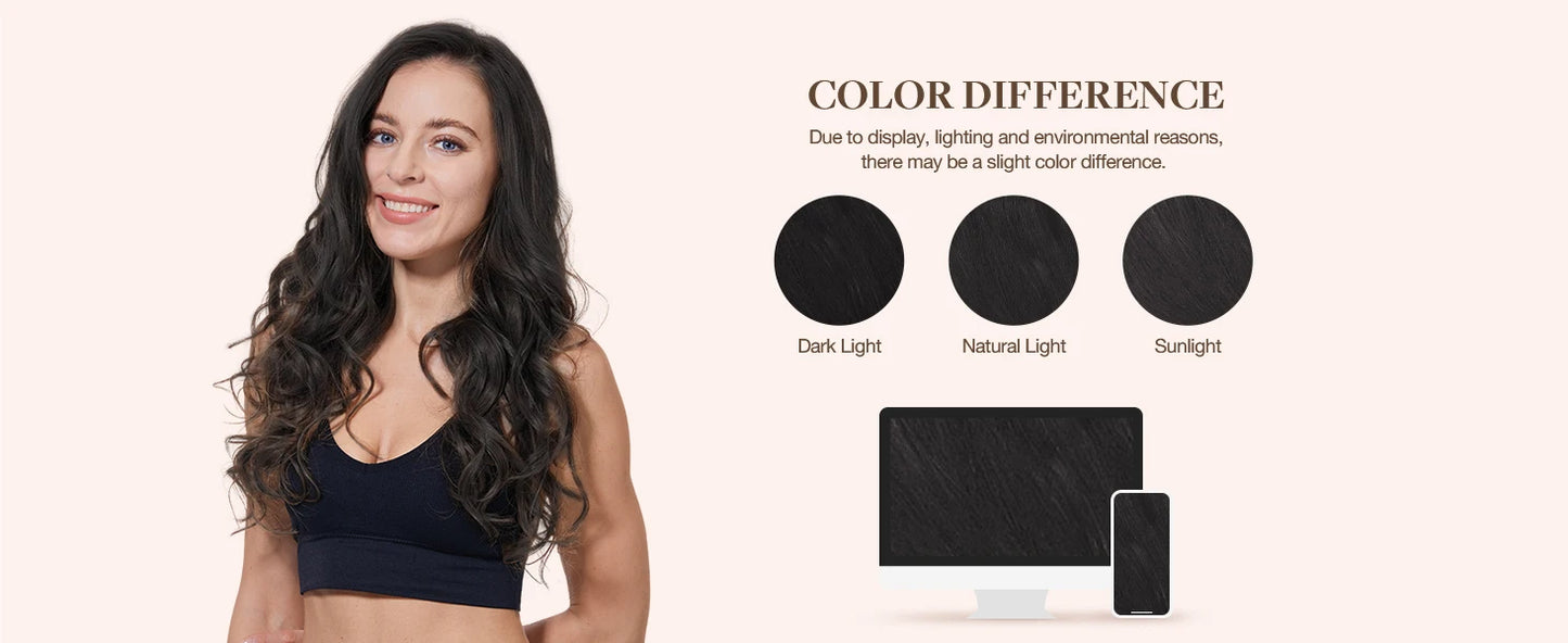 Clip In Hair Extensions, Human Hair Brazilian Straight Clip In Natural Black Color, Clip-In Remy Hair 20 22 24 26 Inch 4# Women