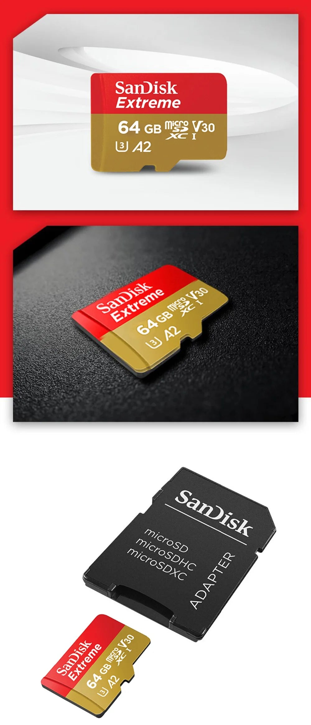 Sandisk Ultra Micro SD Card, 128gb 256gb, U3 4K V30 A2 Class 10 UHS-1 flash card, 512GB 64GB 1TB, microSD/TF Card For Phone camera