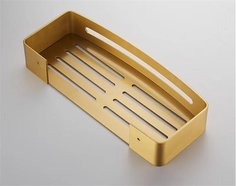 Corner Shelf, Wall Mounted Bathroom Shelf, Brushed Gold Aluminum Bath Shower Shelf, Bath Shampoo Holder Corner shelf