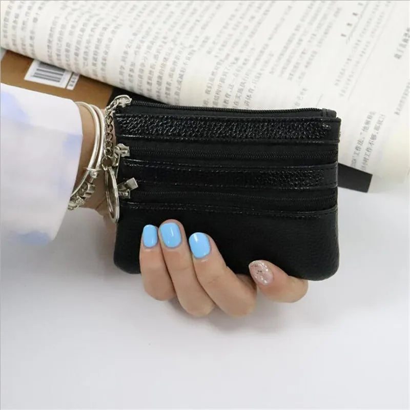 3 Pocket Coin Purse, Men Small Bag, Wallet, Change Purses, Zipper Money Bags, Card Holder, Children Mini Wallets, Leather Key Holder