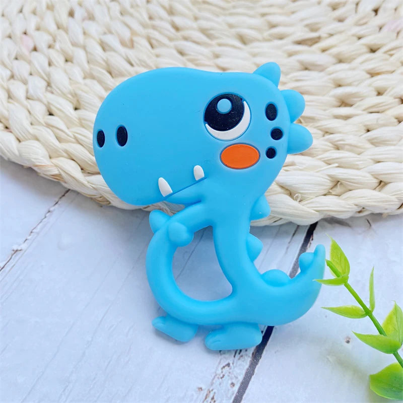 1Pcs, Silicone Dinosaur Teether, Cartoon Animal Rodent Teeth, Necklace Food Grade Baby Chew Toy