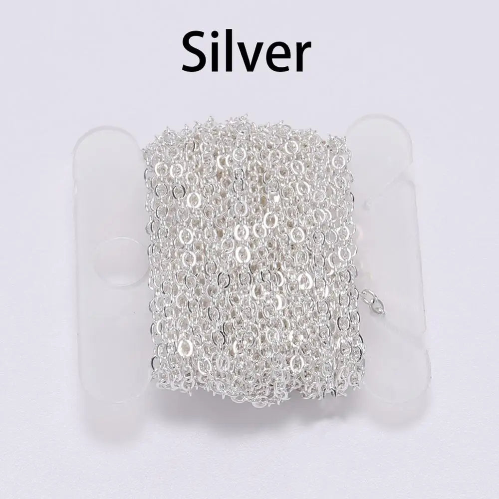 5M/lot, Gold/Bronze Plated Necklace Chain For Jewelry Making Findings, DIY Necklace Chains Materials, Handmade Supplies