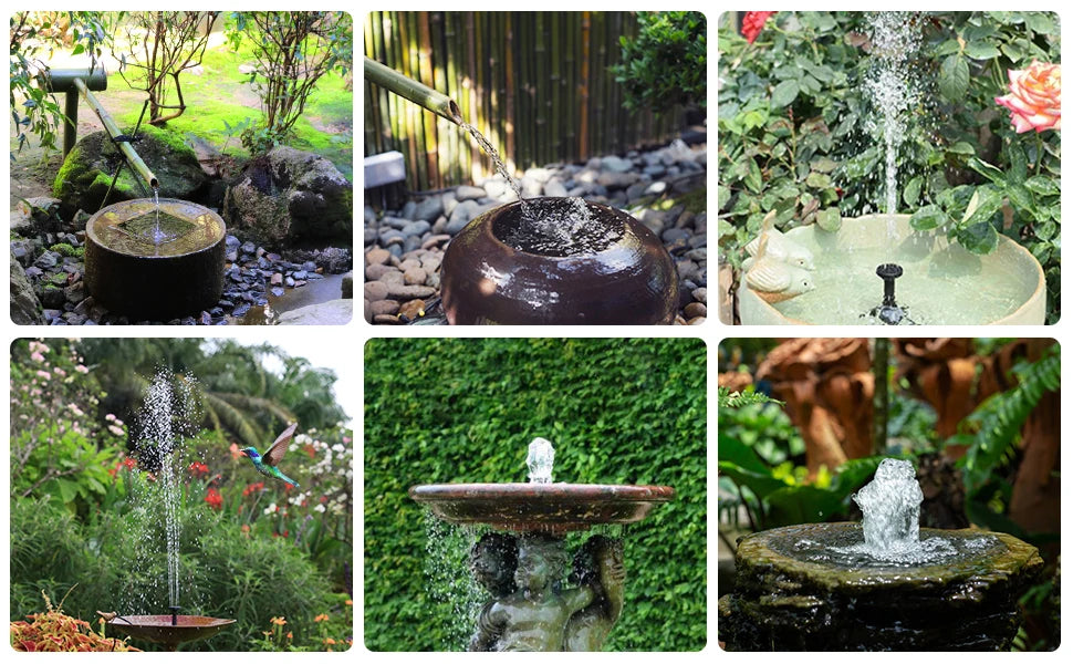 2.5W Solar Water Pump Fountain with 6Nozzles and 4ft Water Pipe, Solar Powered Pump for Bird Bath And Pond, Garden Solar Fountain Pump