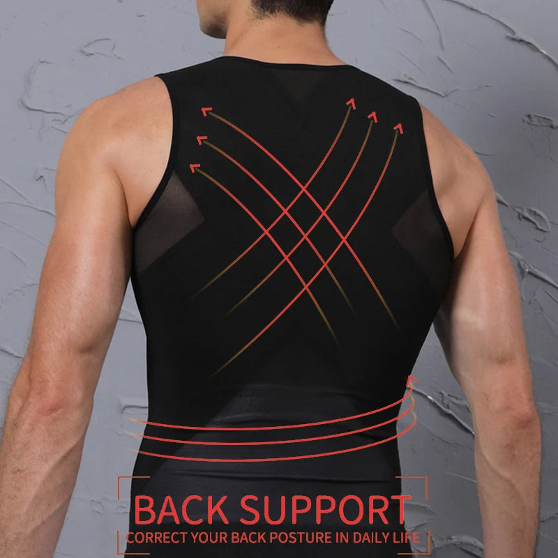 Men's Body Shaper, Abdomen Slimming Shapewear, Belly Shaping Corset, Top Gynecomastia Compression Shirts WIth Zipper Waist Trainer