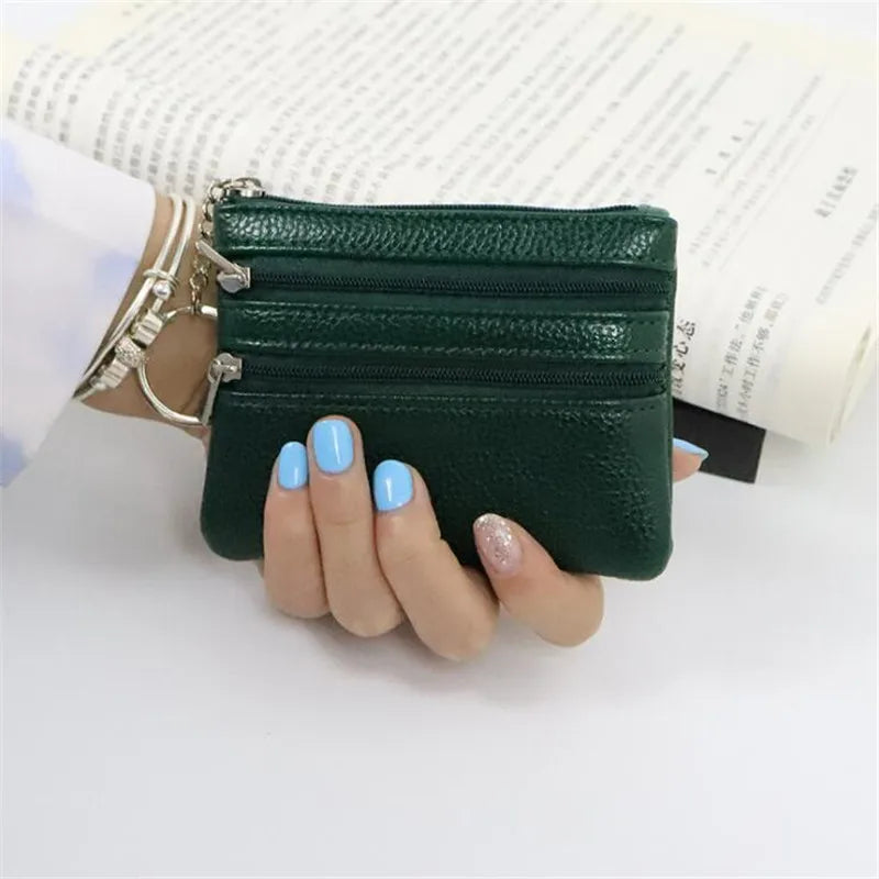 3 Pocket Coin Purse, Men Small Bag, Wallet, Change Purses, Zipper Money Bags, Card Holder, Children Mini Wallets, Leather Key Holder