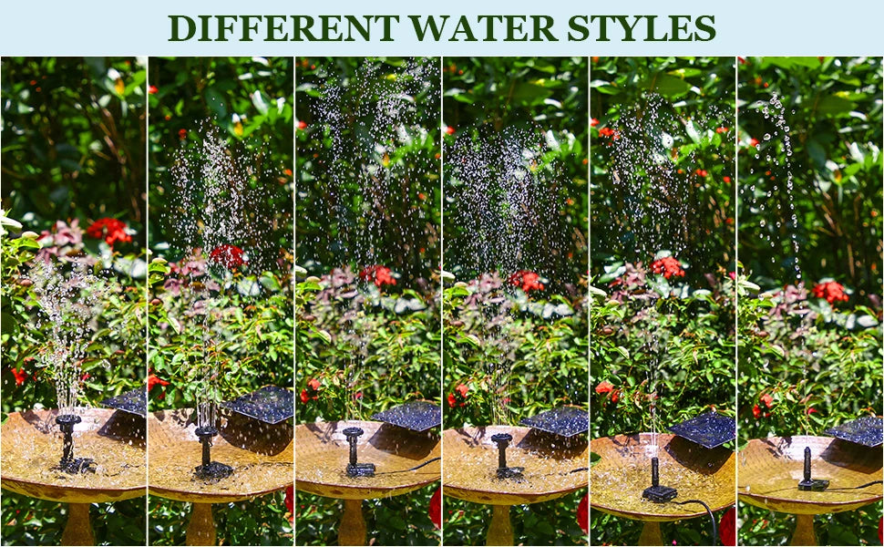 2.5W Solar Water Pump Fountain with 6Nozzles and 4ft Water Pipe, Solar Powered Pump for Bird Bath And Pond, Garden Solar Fountain Pump