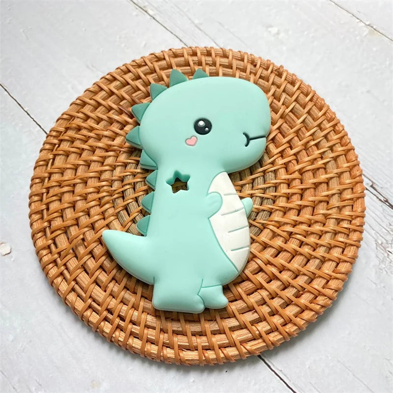1Pcs, Silicone Dinosaur Teether, Cartoon Animal Rodent Teeth, Necklace Food Grade Baby Chew Toy