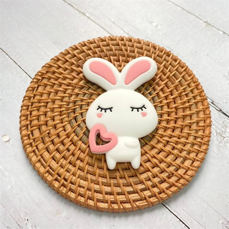 1Pcs, Silicone Dinosaur Teether, Cartoon Animal Rodent Teeth, Necklace Food Grade Baby Chew Toy