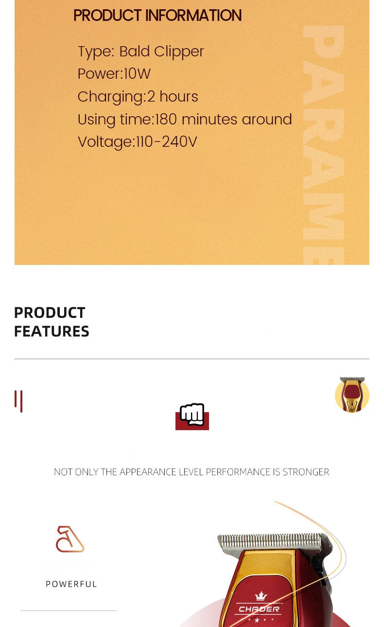 Powerful Professional Hair Trimmer For Men, 0 MM T Blade Electric Clipper, Rechargeable Barber Haircut Machine, Beard Trimmer Shaver