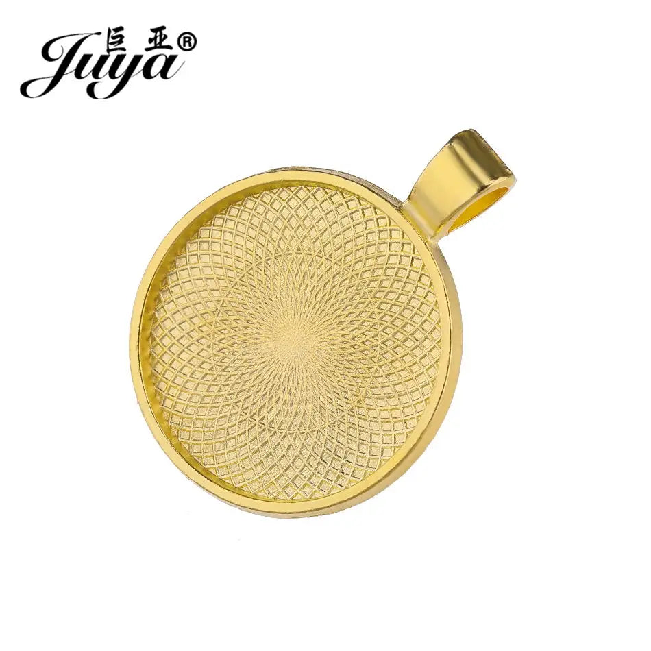 10Pcs, Pendant Cabochon Base, DIY Jewelry Making 25mm Inner Size Plated Crafts Setting, Necklace jewellery Findings Accessory, JUYA