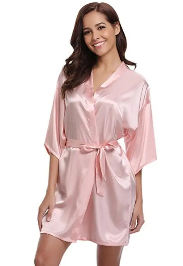 New Silk Kimono Robe, Bathrobe, Women Silk Bridesmaid Robes, Sexy Navy Blue Robes, Satin Robe, Ladies Dressing Gowns, RB032