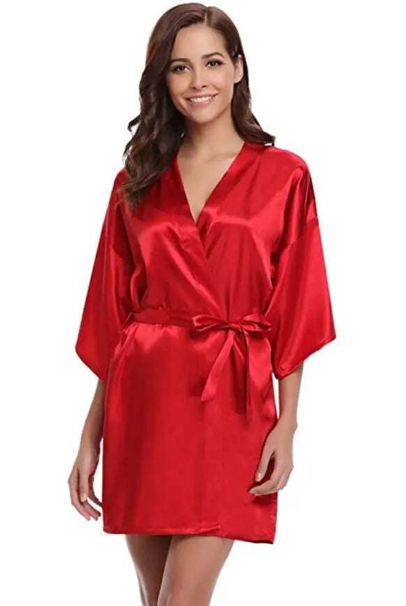 New Silk Kimono Robe, Bathrobe, Women Silk Bridesmaid Robes, Sexy Navy Blue Robes, Satin Robe, Ladies Dressing Gowns, RB032