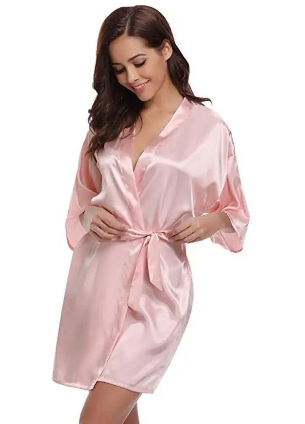New Silk Kimono Robe, Bathrobe, Women Silk Bridesmaid Robes, Sexy Navy Blue Robes, Satin Robe, Ladies Dressing Gowns, RB032
