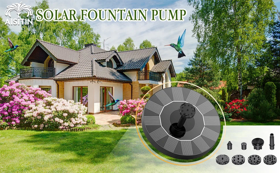 2.5W Solar Water Pump Fountain with 6Nozzles and 4ft Water Pipe, Solar Powered Pump for Bird Bath And Pond, Garden Solar Fountain Pump