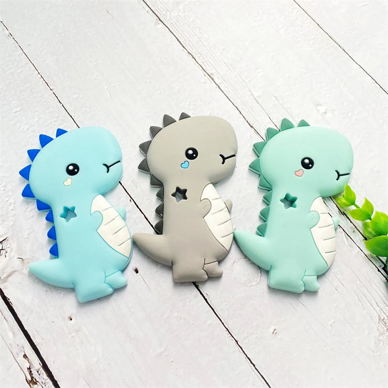 1Pcs, Silicone Dinosaur Teether, Cartoon Animal Rodent Teeth, Necklace Food Grade Baby Chew Toy
