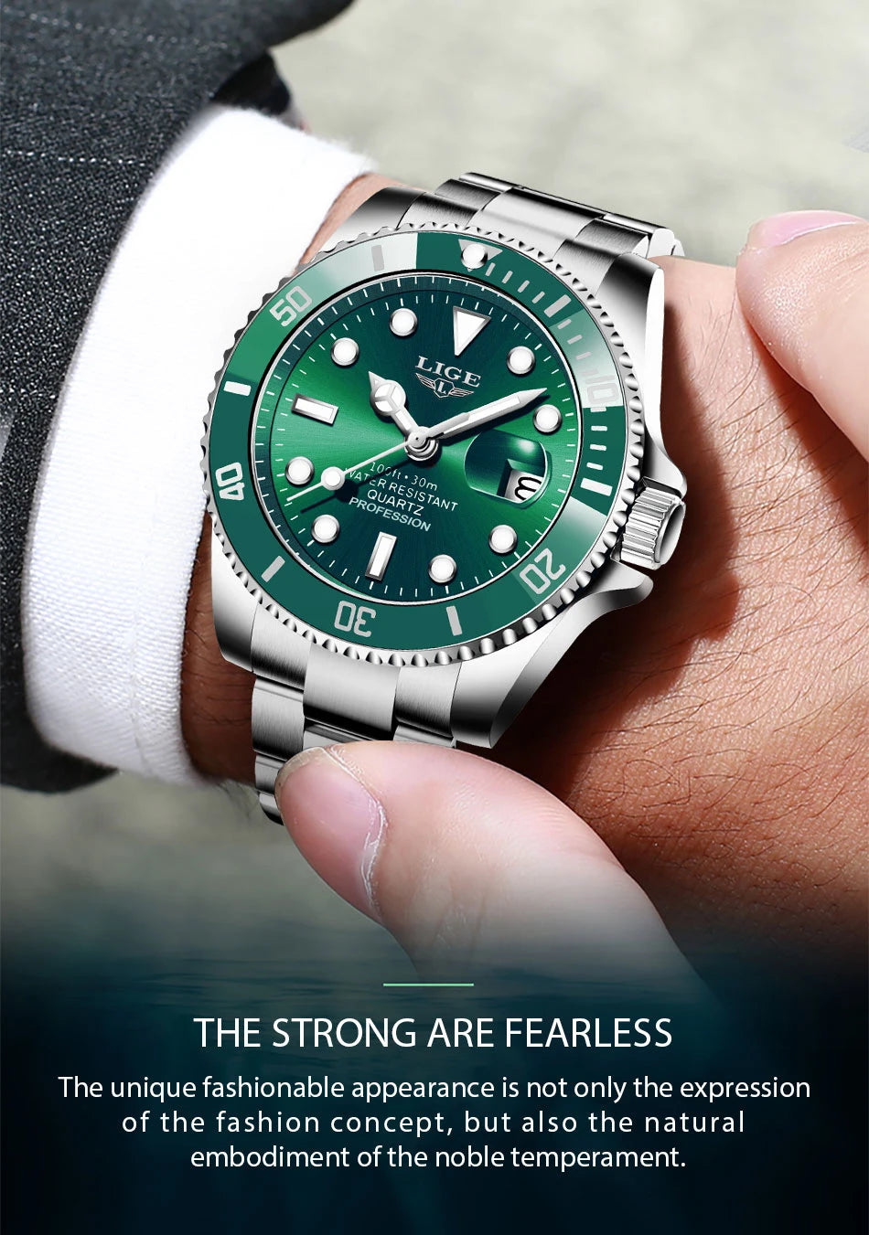 Luxury Fashion Diver Watch For Men, 30ATM Waterproof Date Clock, Sports Watch For Mens, Quartz Wristwatch, Relogio Masculino, LIGE Top Brand