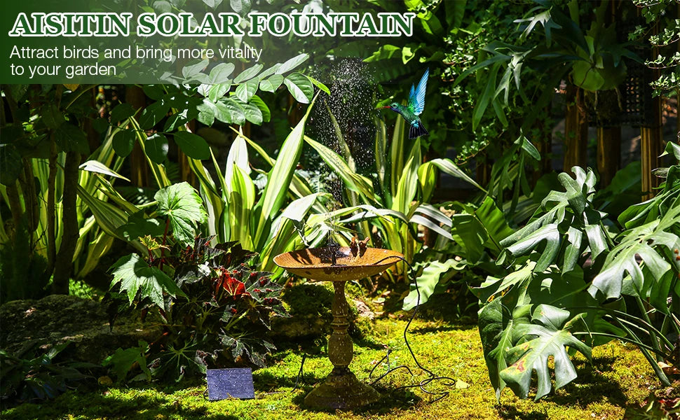 2.5W Solar Water Pump Fountain with 6Nozzles and 4ft Water Pipe, Solar Powered Pump for Bird Bath And Pond, Garden Solar Fountain Pump