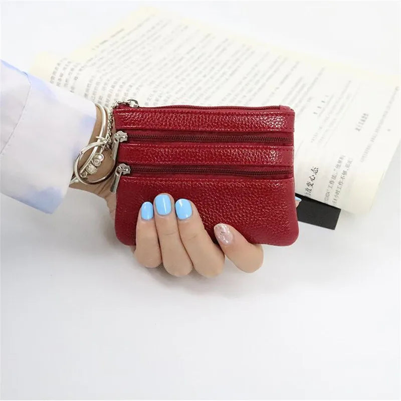3 Pocket Coin Purse, Men Small Bag, Wallet, Change Purses, Zipper Money Bags, Card Holder, Children Mini Wallets, Leather Key Holder
