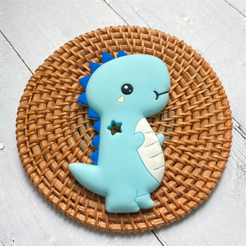 1Pcs, Silicone Dinosaur Teether, Cartoon Animal Rodent Teeth, Necklace Food Grade Baby Chew Toy