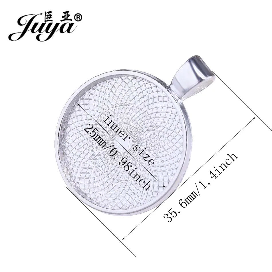 10Pcs, Pendant Cabochon Base, DIY Jewelry Making 25mm Inner Size Plated Crafts Setting, Necklace jewellery Findings Accessory, JUYA