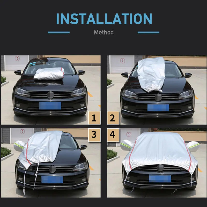 Universal Half Car Cover, Waterproof Outdoor Cover, Oxford Sun Rain Uv Protection, Dustproof Snowproof Car Body Cover for SUV Sedan