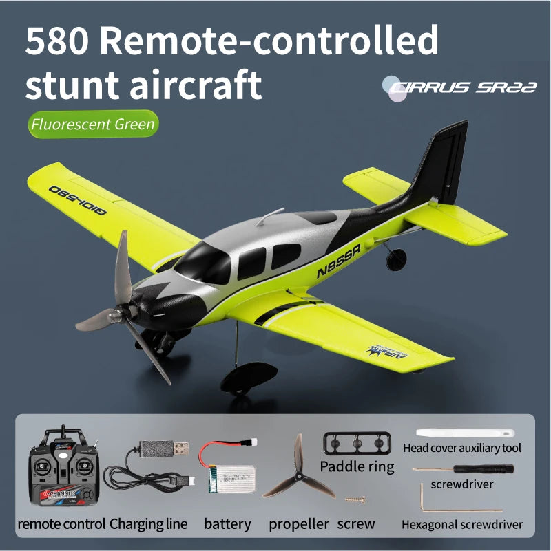 Stunt RC Glider Plane, 4CH 2.4G Remote Control, Brushless Aircraft EPP Foam Fixed Wing Airplane Model Toys for Children, QIDI580