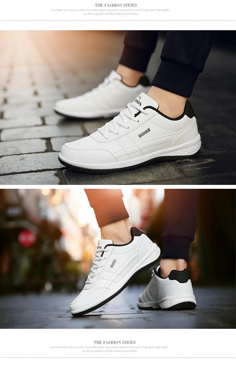 Men Leather Sneaker, Waterproof Casual Comfortable Men's Sneaker, Lace Up Footwear, Vulcanized Man Shoe Masculino, MAEDEF
