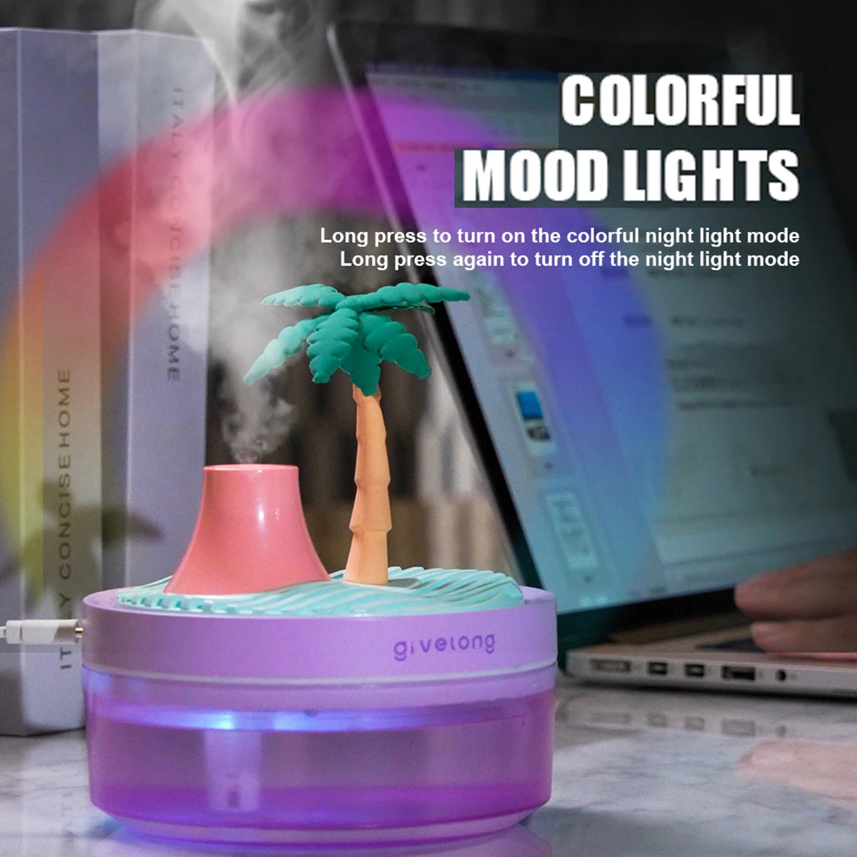 Landscape Air Humidifier, Small Spray Hydration Household Silent Bedroom Desktop Car USB Aromatherapy Humidifiers, Diffuser