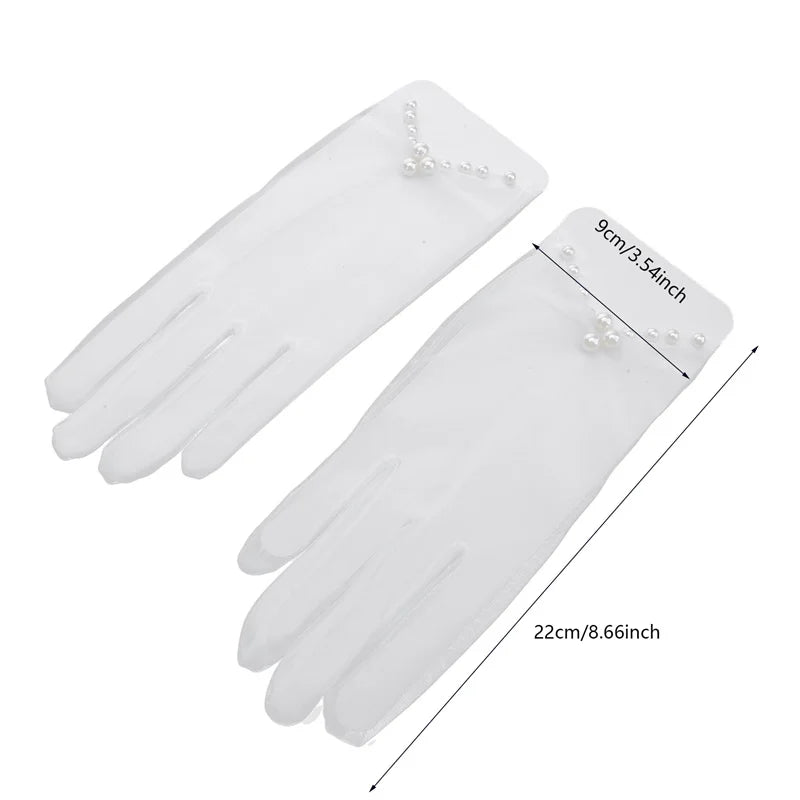 Sexy Transparent Black White Mesh Tulle Glove, Spring Summer Thin Short Glove, Party Dancing Dress Wedding Glove, Lolita New