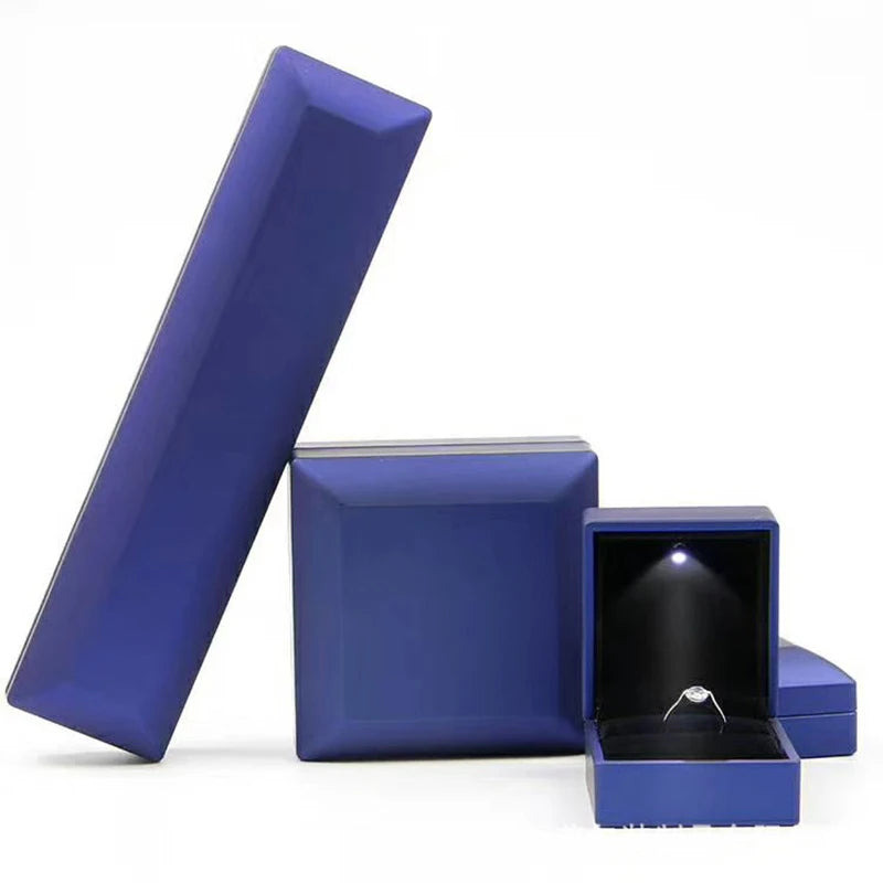 LED Jewelry Ring Box with Light Luxury Crown Earrings Pendant Storage Display Proposal Wedding Gift Box Jewelry Organizer Box