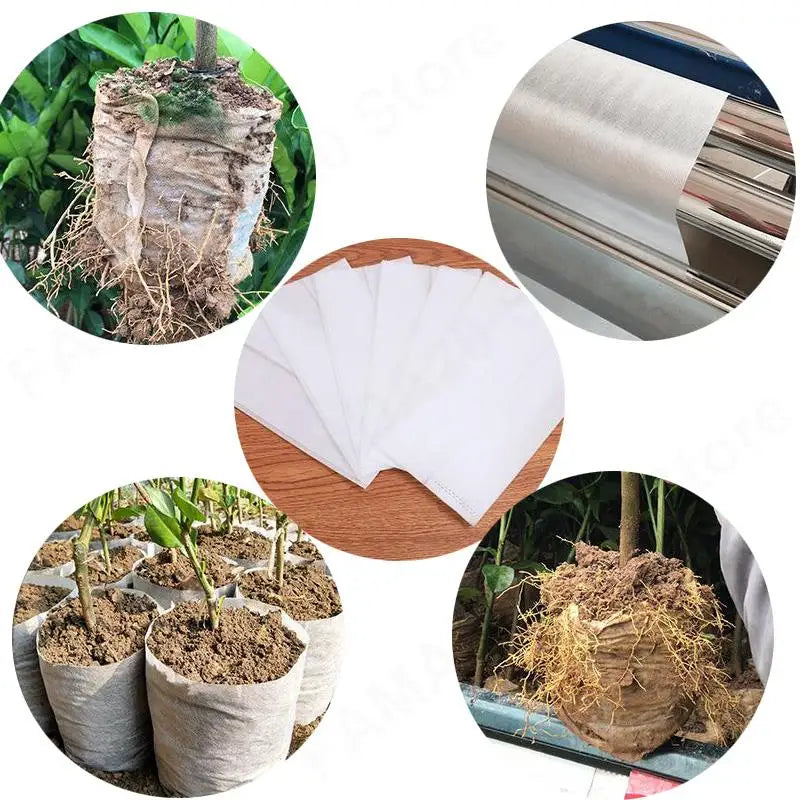 50pcs Nursery Bags Pots Grow Flower Plant Starter Planter Pots Aeration Non-woven Fabric Garden Planting Biodegradable m20