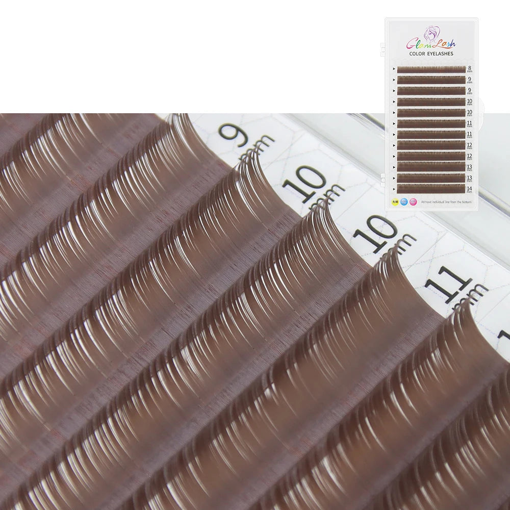 Colored Lashes, Lake Blue/ Lavender/ Cinnamon/ Dark Green/ Matcha Grey, Individual Natural False Colorful Eyelash Extension, GLAMLASH