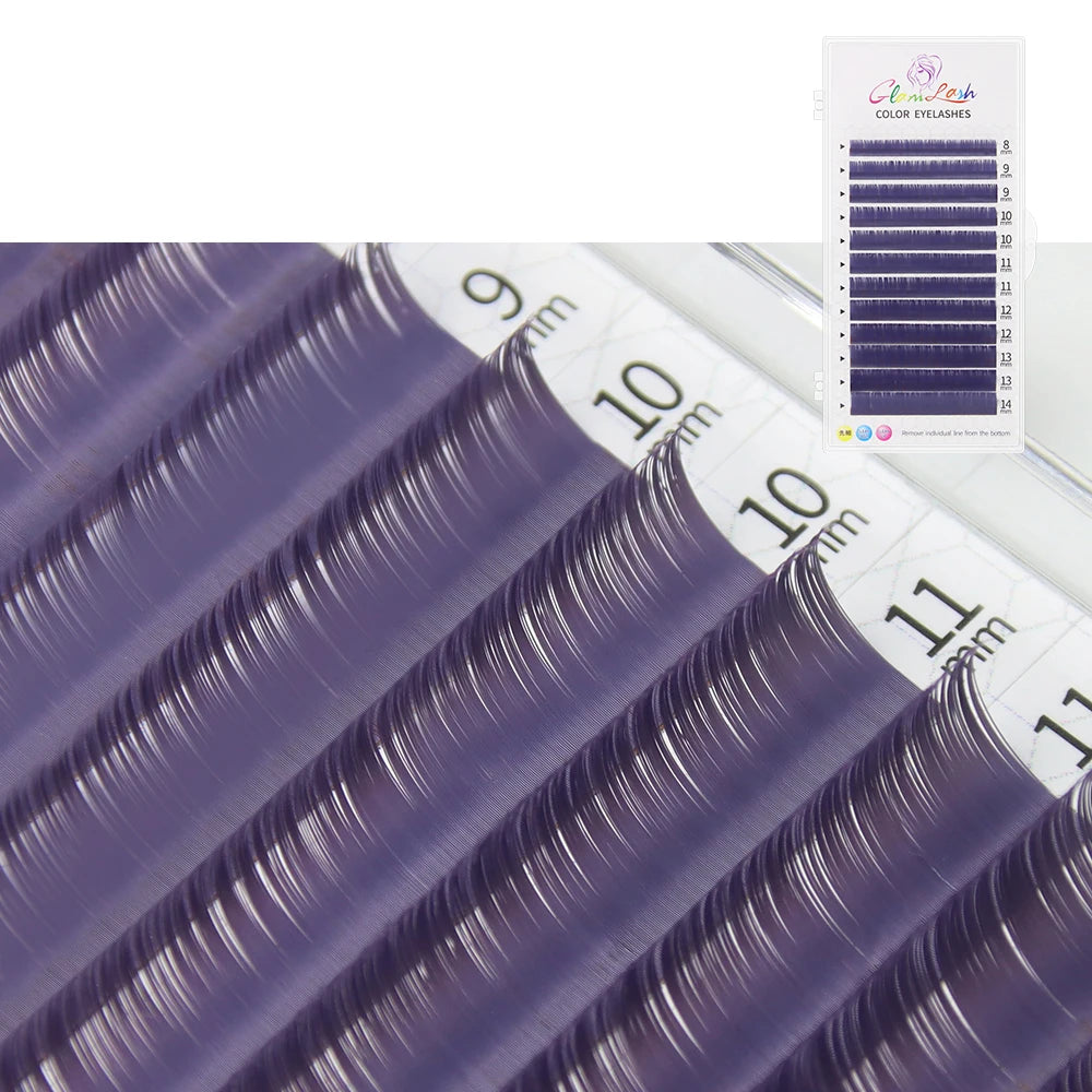 Colored Lashes, Lake Blue/ Lavender/ Cinnamon/ Dark Green/ Matcha Grey, Individual Natural False Colorful Eyelash Extension, GLAMLASH