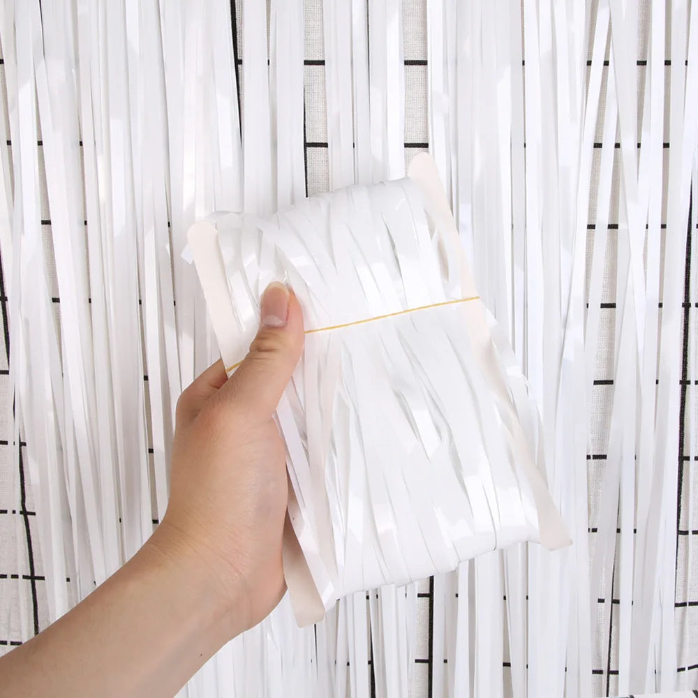 2/3M Party Background Wedding Decoration Foil Fringe Curtain Sequin Bachelorette Photo Backdrop Wall Curtain Birthday Baby Shower