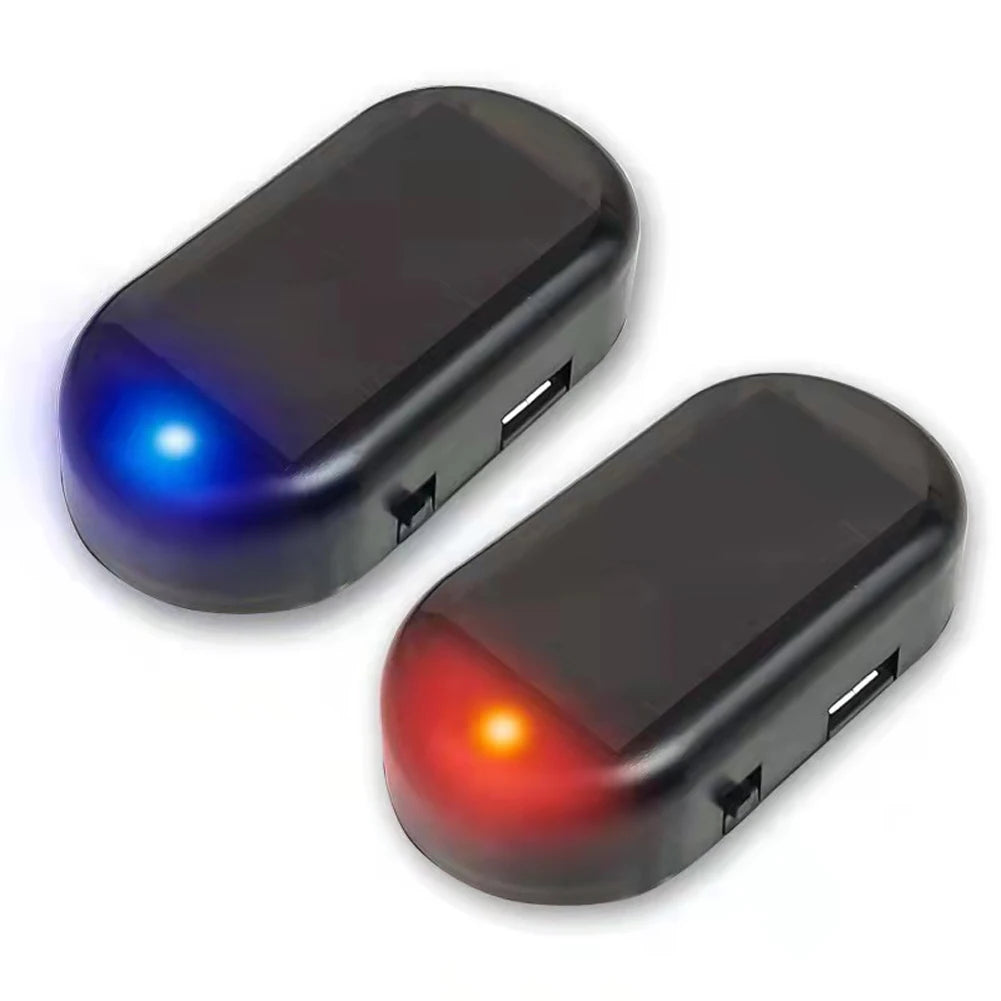 1/2Pcs, Car Fake Security Light, Solar Powered Simulated Dummy Alarm Wireless Warning Anti-Theft Caution Lamp LED Flash Imitation