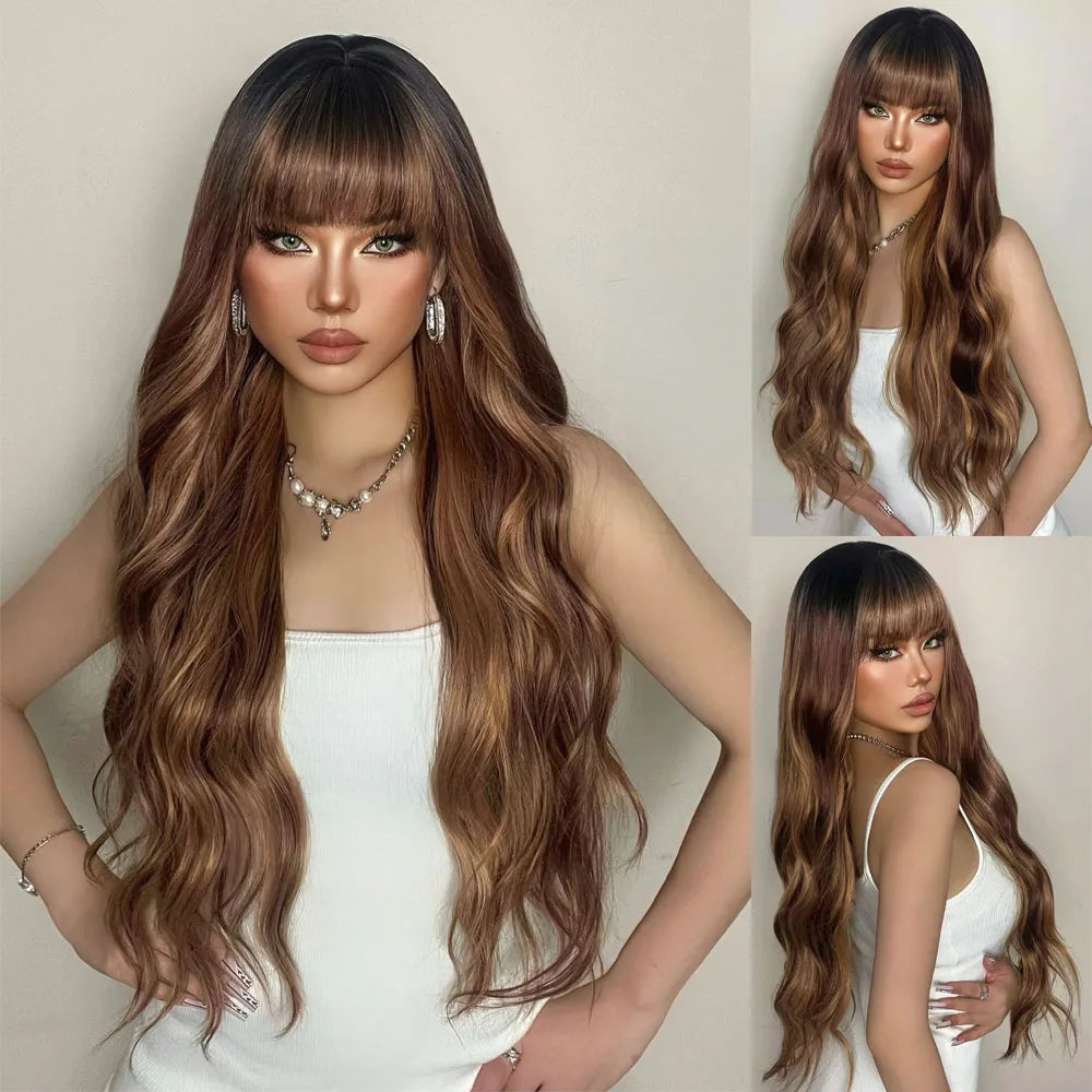 White Long Straight Synthetic Wigs for Women, Colorful Cosplay Party Fake Hair with Bangs, White Wig, HighTemperature Fiber, HENRY MARGU