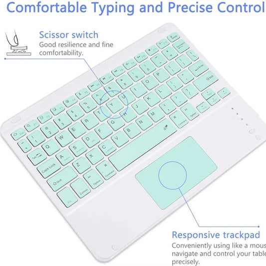 Teclado Bluetooth en español/inglés de 10 pulgadas para iPad Air Pro, teclado inalámbrico recargable universal para teléfono, tablet y portátil