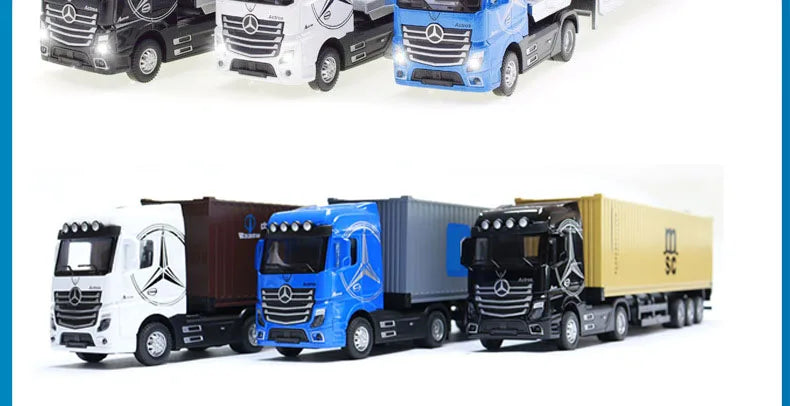 1:50 Diecast Alloy Truck Head Model Toy, Container Truck Pull Back With Light Engineering, Transport Vehicle Boy Toys For Children