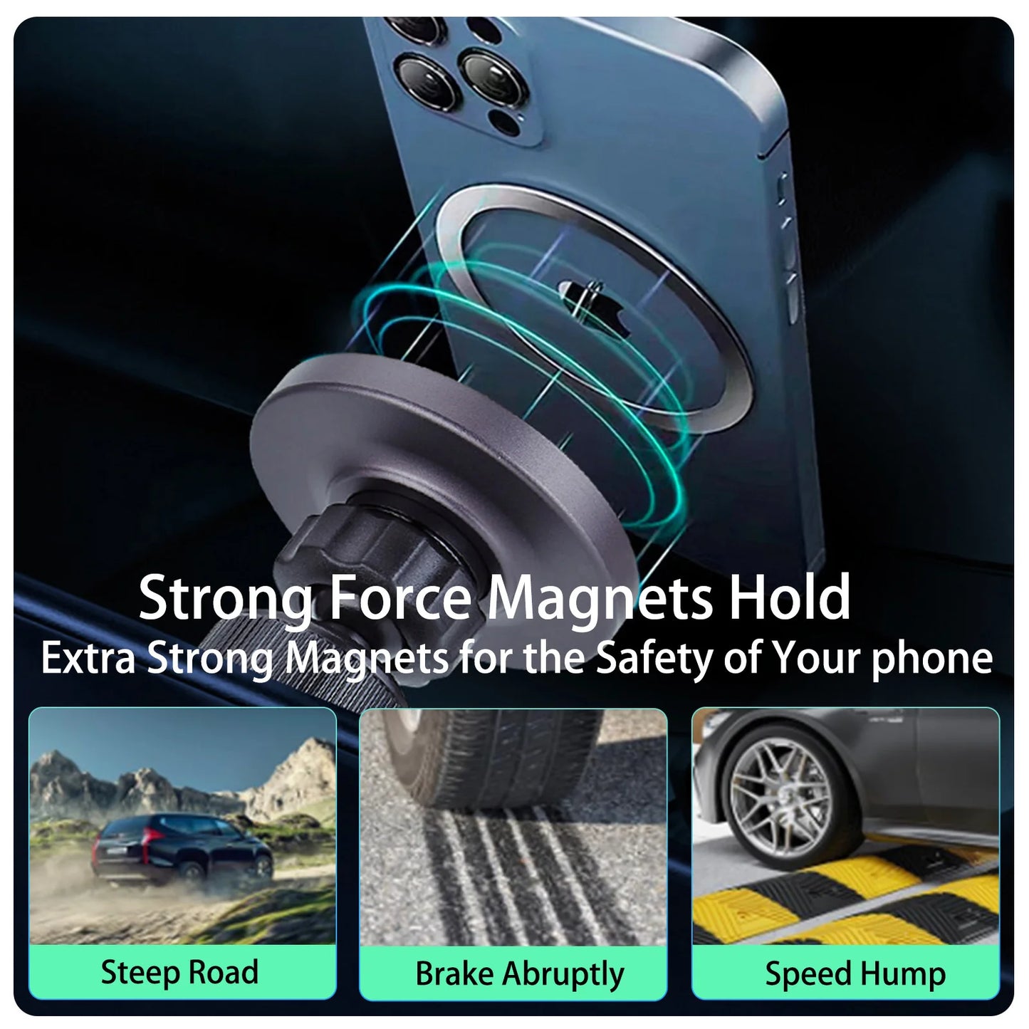 Magnetic Car Phone Holder, 15W wireless charge Vent Magsafe Ring Car MountFit for iPhone 14 13 12 Pro Plus, Mini MagSafe Case