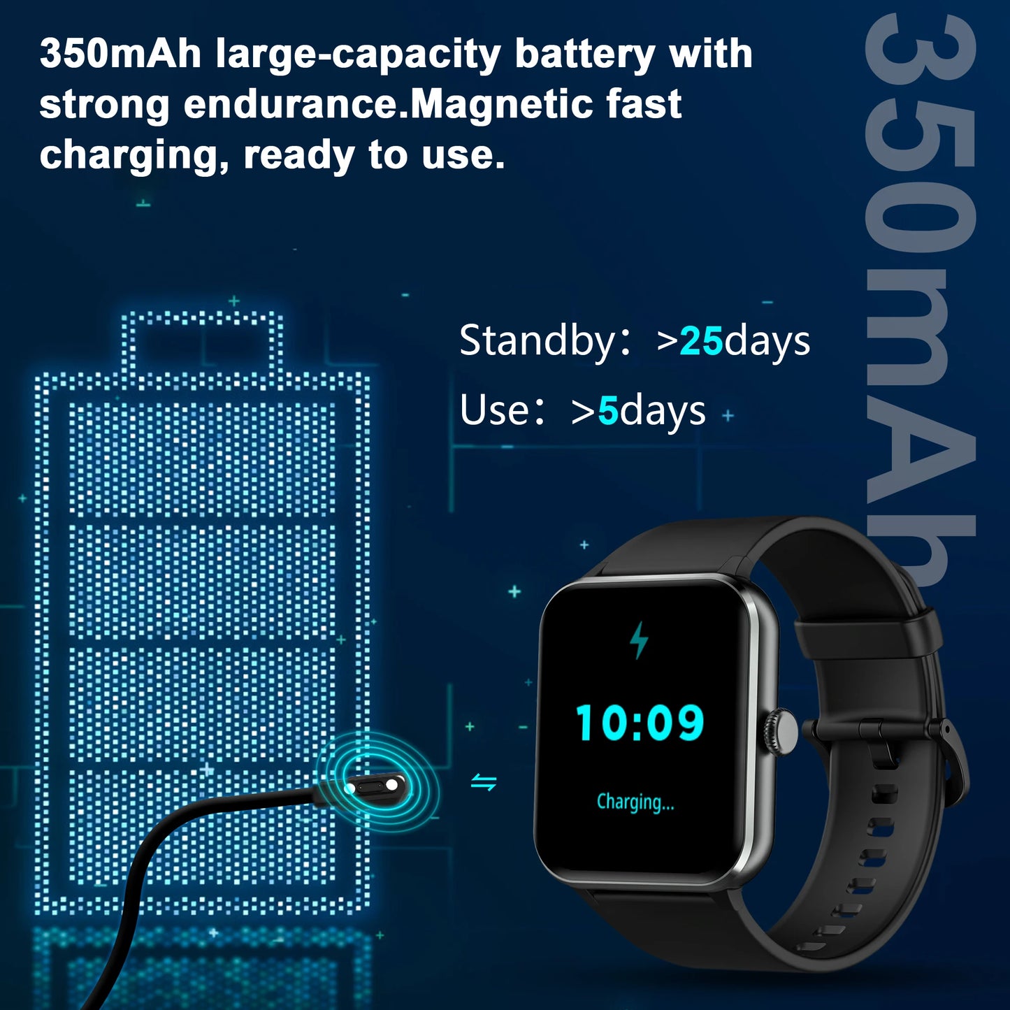 Blackview R50 Smart Watch, Heart Rate Monitor 1.85'' HD Screen, 100+ Sport Modes, Men Women, Outdoor Watch for IOS Android