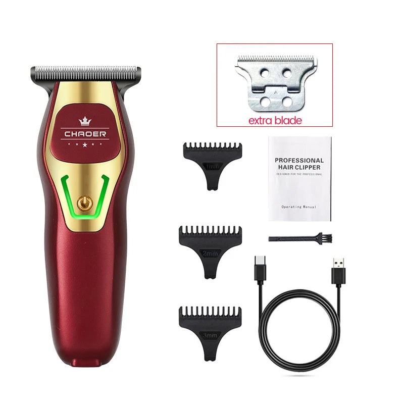 Powerful Professional Hair Trimmer For Men, 0 MM T Blade Electric Clipper, Rechargeable Barber Haircut Machine, Beard Trimmer Shaver