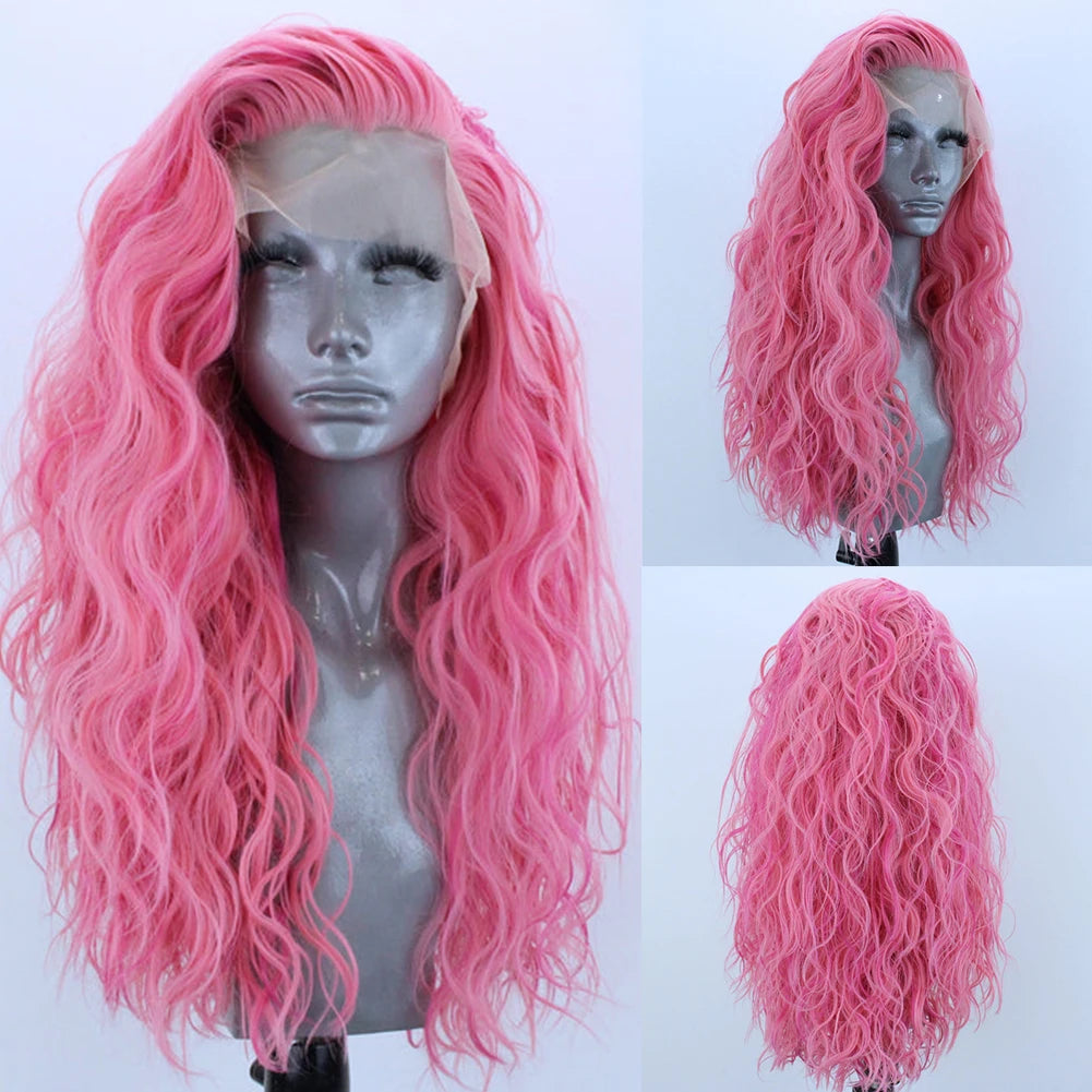 13*4 Synthetic Lace Front Wigs for Women, White Blonde Lace Wig, Heat Resistant Fiber Natural Hairline Cosplay Party Wigs, AIMEYA