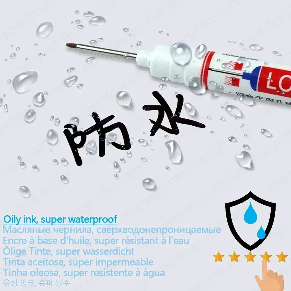 4-80Pcs, 2cm, Waterproof Long Head Markers, Deep Hole Marker Pen for Metal Carpenter, Red/ Black/ Blue/ Green Ink Woodworking Tools