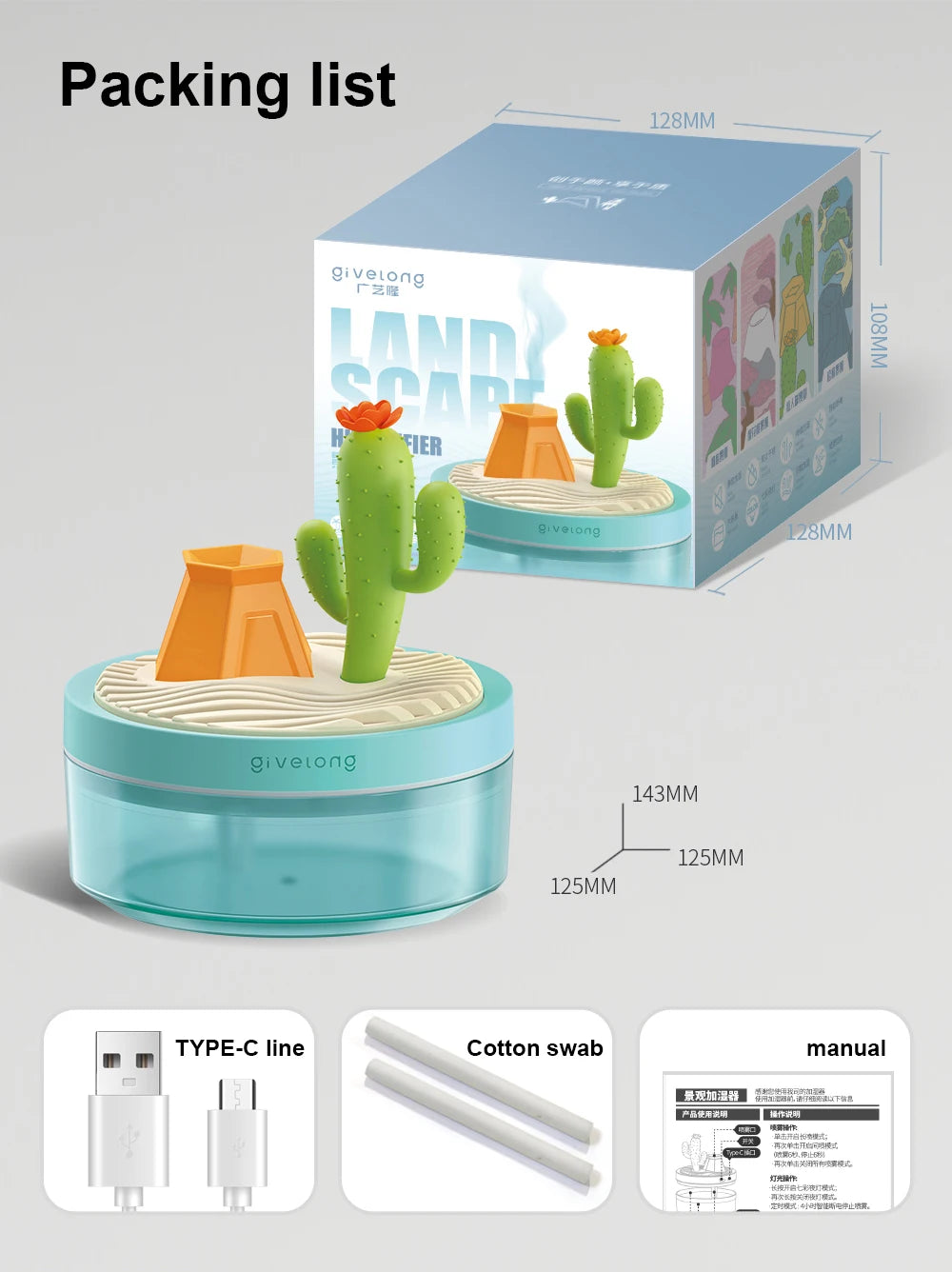 Landscape Air Humidifier, Small Spray Hydration Household Silent Bedroom Desktop Car USB Aromatherapy Humidifiers, Diffuser