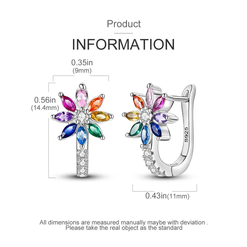 925 Sterling Silver Colored Zirconium Stars Hoop Earrings For Women Jewelry, Anniversary WeddingMaking Jewelry Gift
