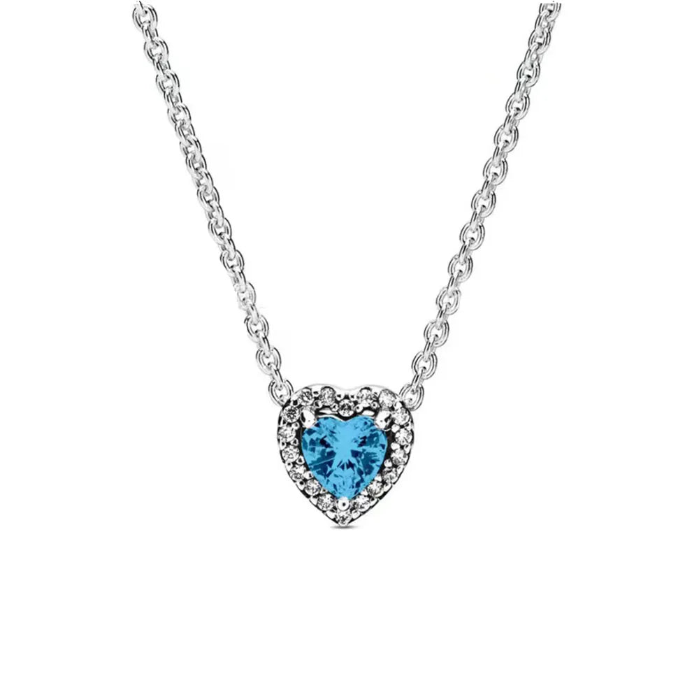 New S925 Silver Colored Zircon Necklace Earrings Suitable for Valentine's Day, Mother's Day, Anniversary Gift DIY Charm Jewelry