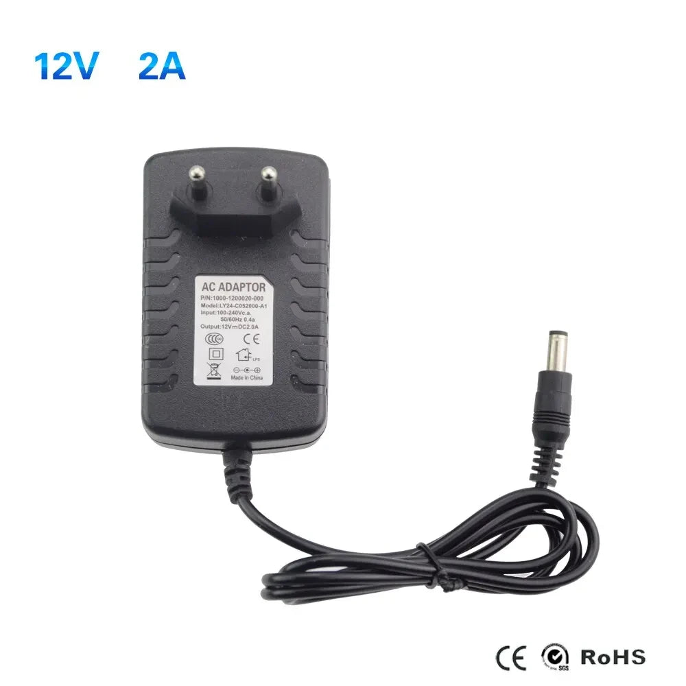 12 Volt Power Supply Transformer, AC 110V 220V  To DC 12V, EU US Power Adapter, Power Source Charger Converter DC12V 1A 2A 3A LED Driver