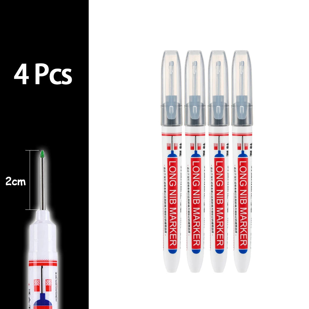 4-80Pcs, 2cm, Waterproof Long Head Markers, Deep Hole Marker Pen for Metal Carpenter, Red/ Black/ Blue/ Green Ink Woodworking Tools