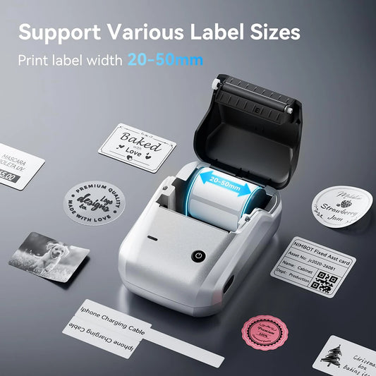 NIIMBOT B1 Impresora térmica portátil con cintas, impresora de etiquetas adhesivas de 2 pulgadas, mini creador de pegatinas Bluetooth, compatible con teléfonos inteligentes y PC